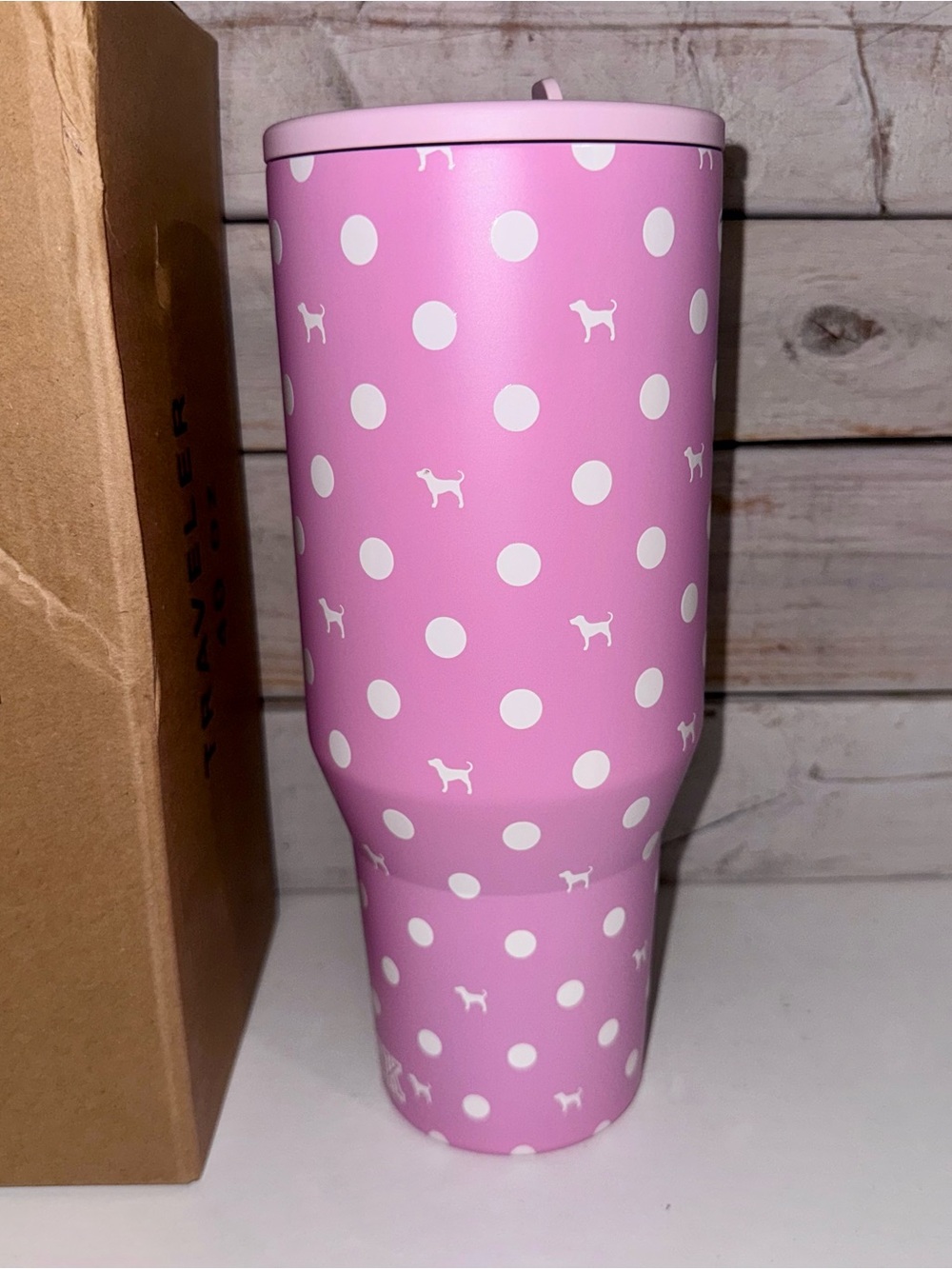 PINK x HydroJug 40oz Traveler Water Bottle Pink Dot Dog Limited Edition NEW - Picture 4 of 6